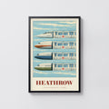 Vintage Heathrow Poster, Piccadilly Line London Print