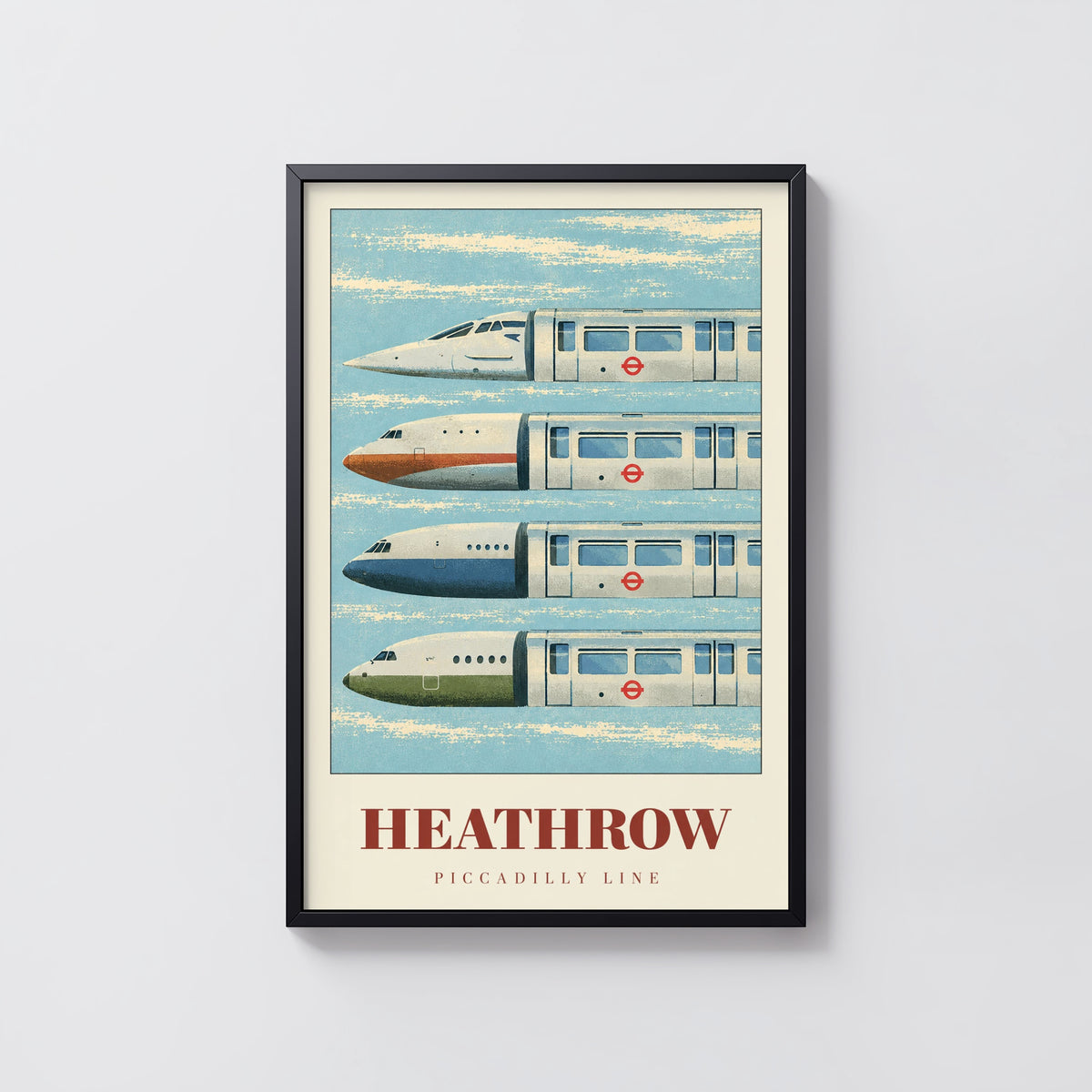 Vintage Heathrow Poster, Piccadilly Line London Print
