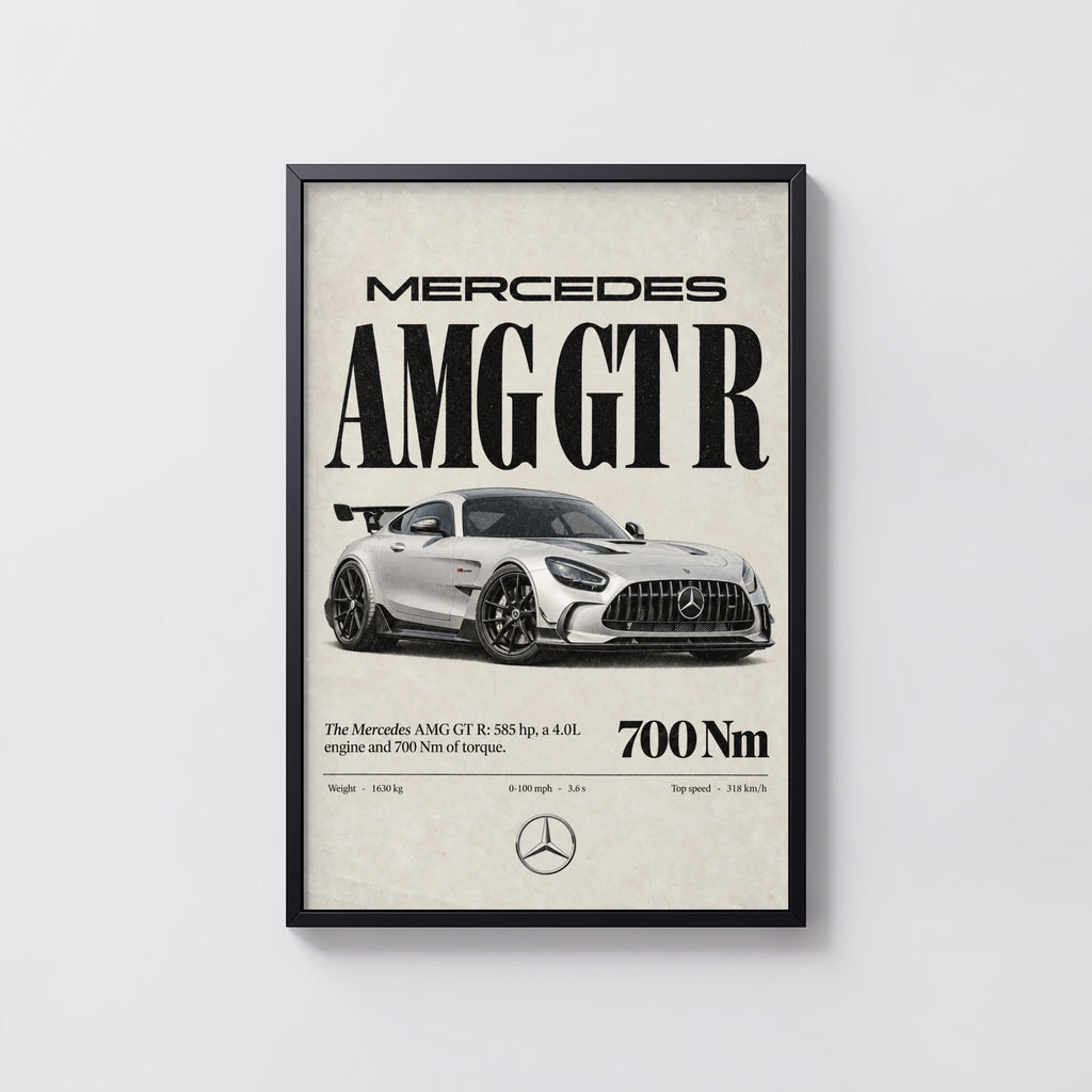Vintage Mercedes AMG GT R Print, Car Poster, Wall Art