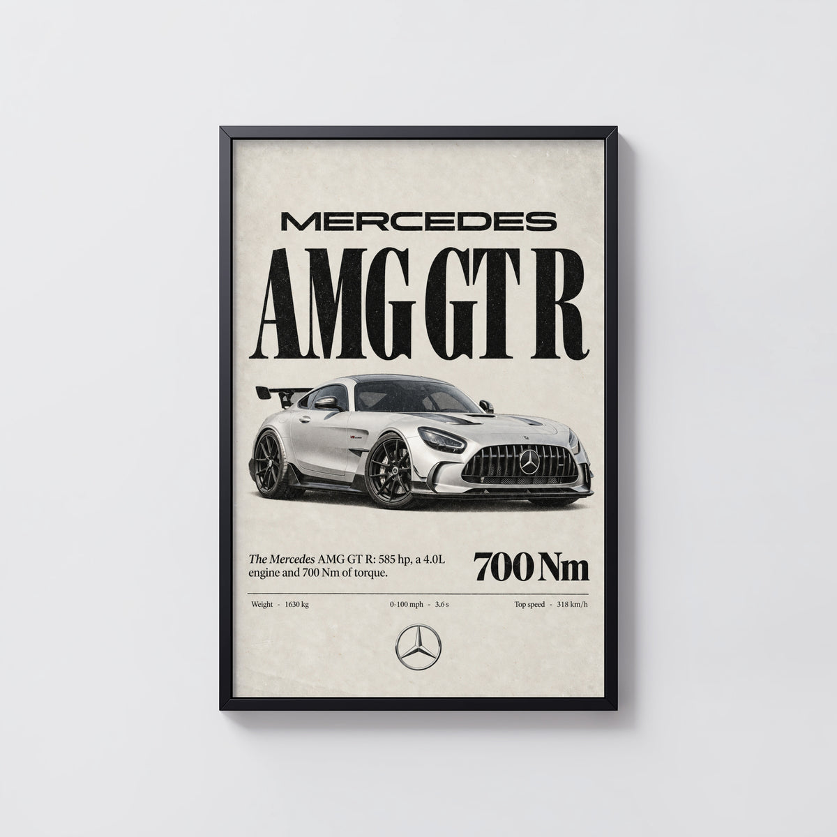 Vintage Mercedes AMG GT R Print, Car Poster, Wall Art
