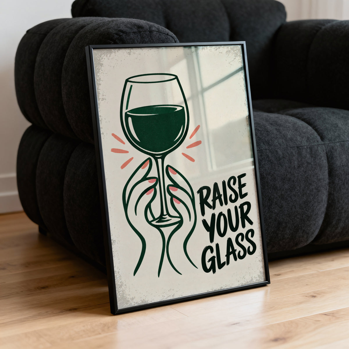 Vintage Wine Print Poster, Raise Your Glass Wall Art