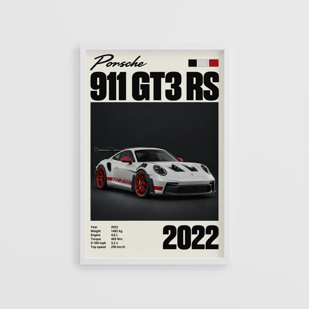 Vintage Porsche 911 GT3 RS Print, Car Poster, Wall Art