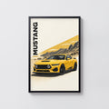 Vintage Mustang Print, Yellow Muscle Car Wall Art