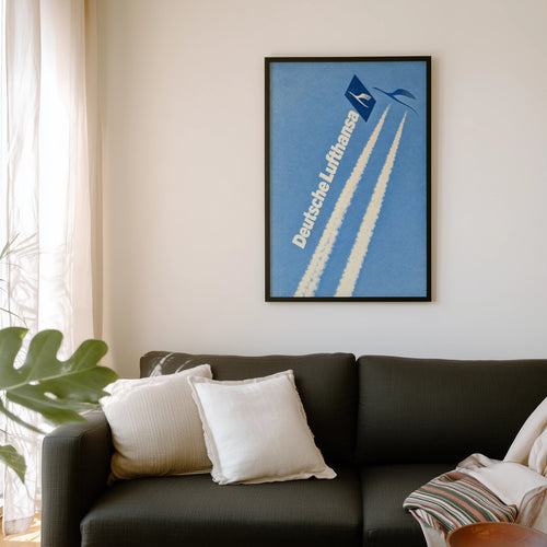 Vintage Lufthansa Poster, Aviation Wall Art, Airline Print