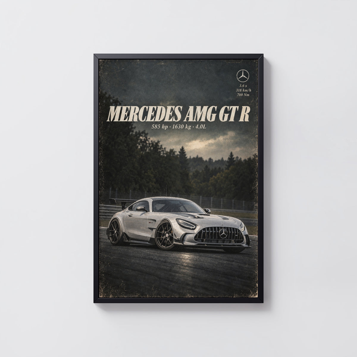 Vintage Mercedes AMG GT R Print, Car Poster, Garage Art