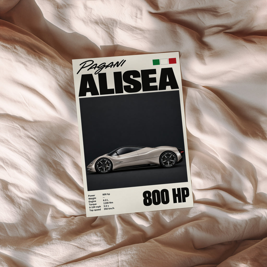 Vintage Pagani Alisea Print, Car Poster, Supercar Art