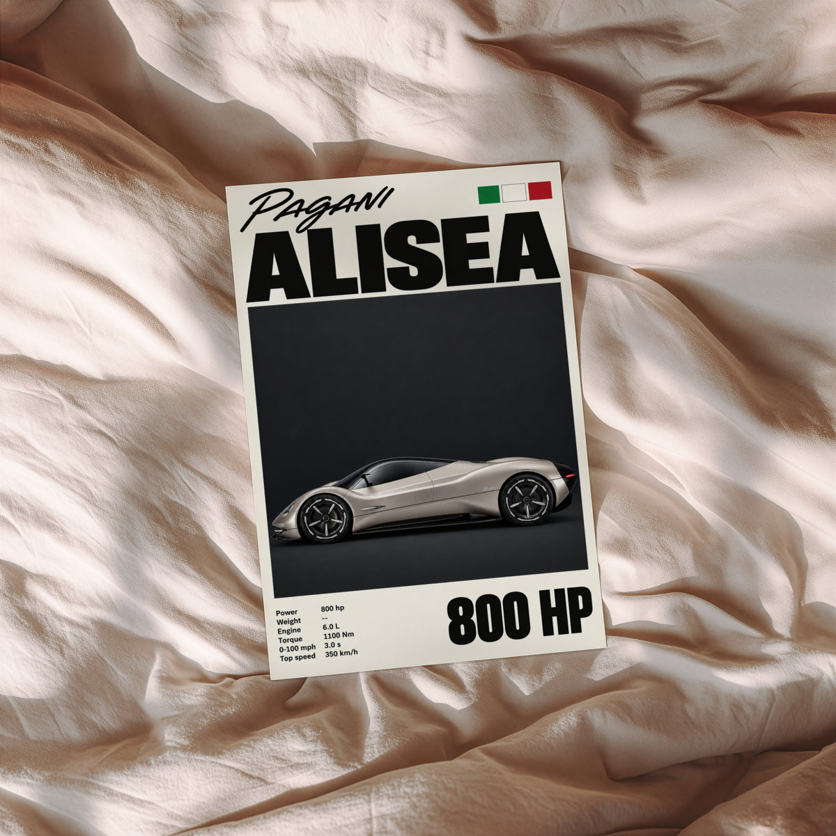 Vintage Pagani Alisea Print, Car Poster, Supercar Art