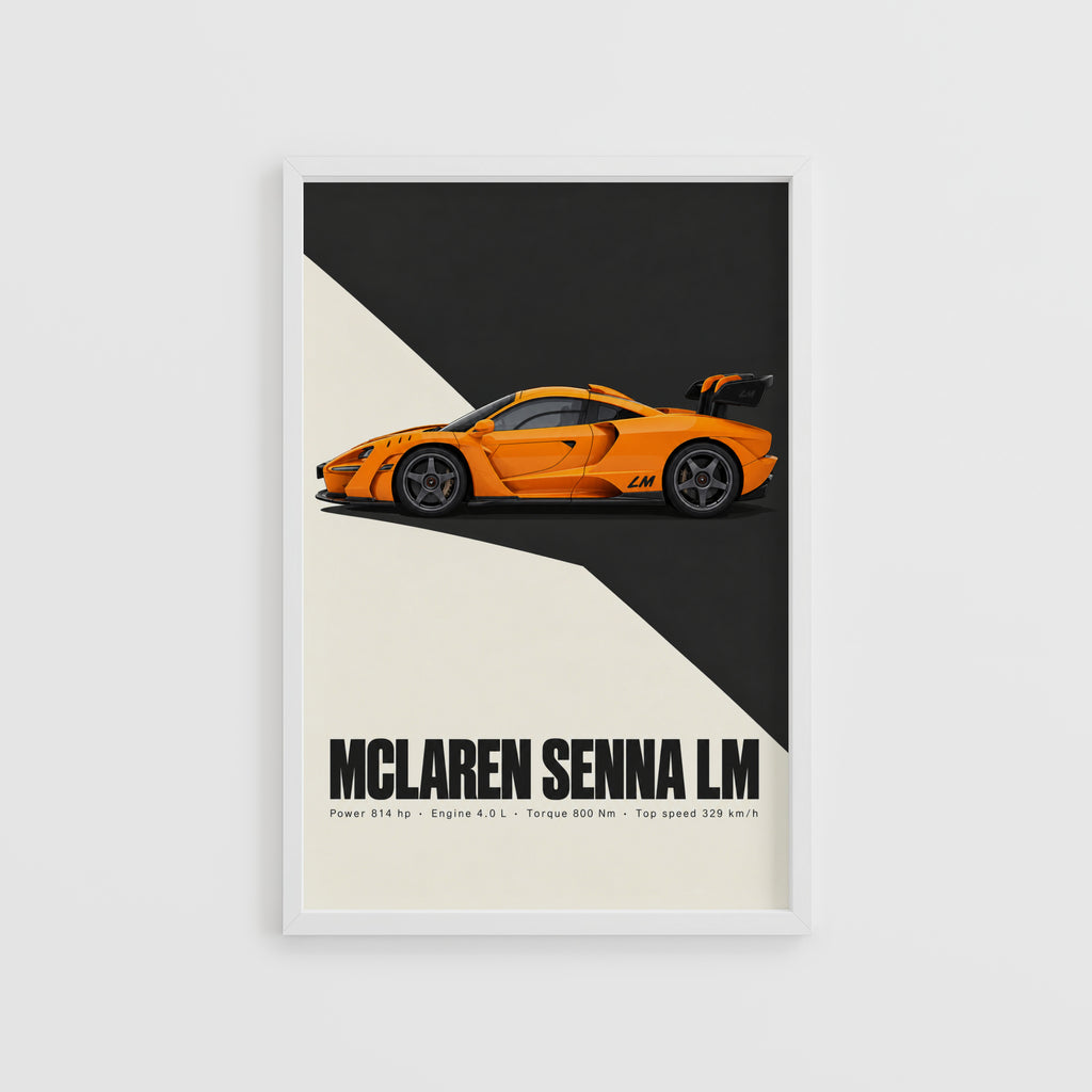 Vintage McLaren Senna LM Print, Supercar Wall Art