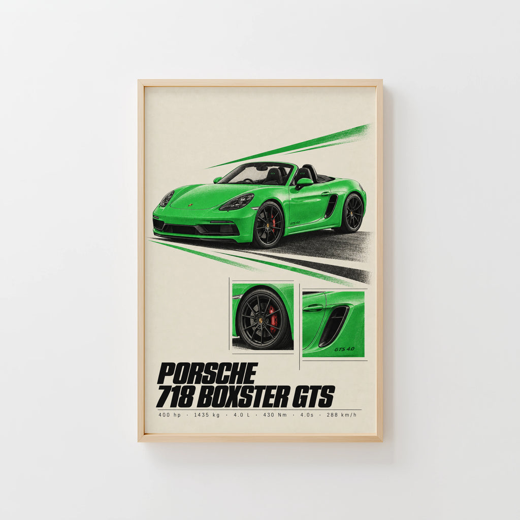Vintage Porsche Boxster GTS Print, Car Wall Art