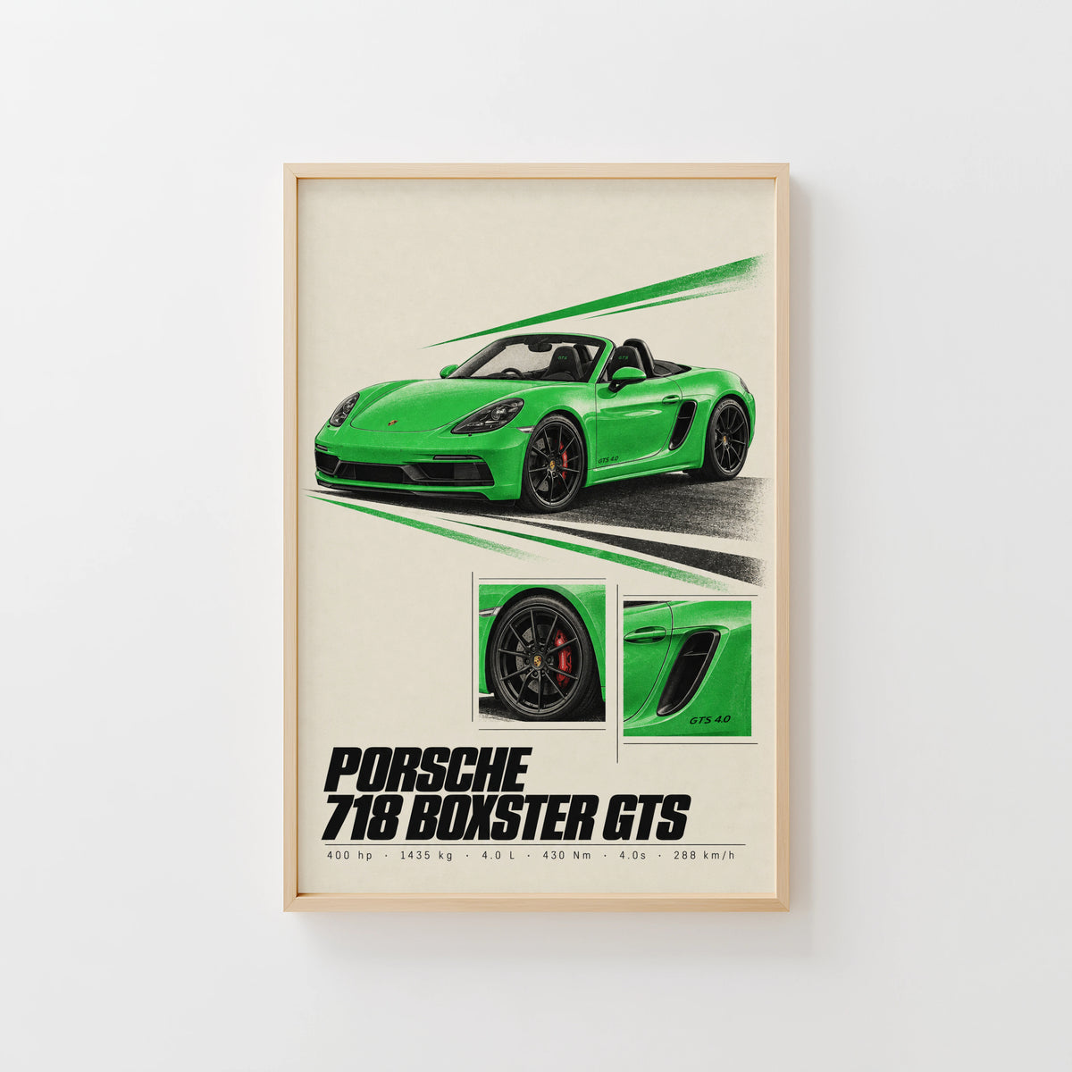 Vintage Porsche Boxster GTS Print, Car Wall Art