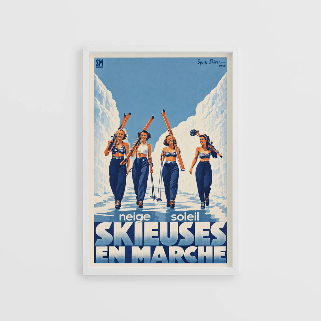 Vintage 1948 Ski Print, Skieuses En Marche Poster