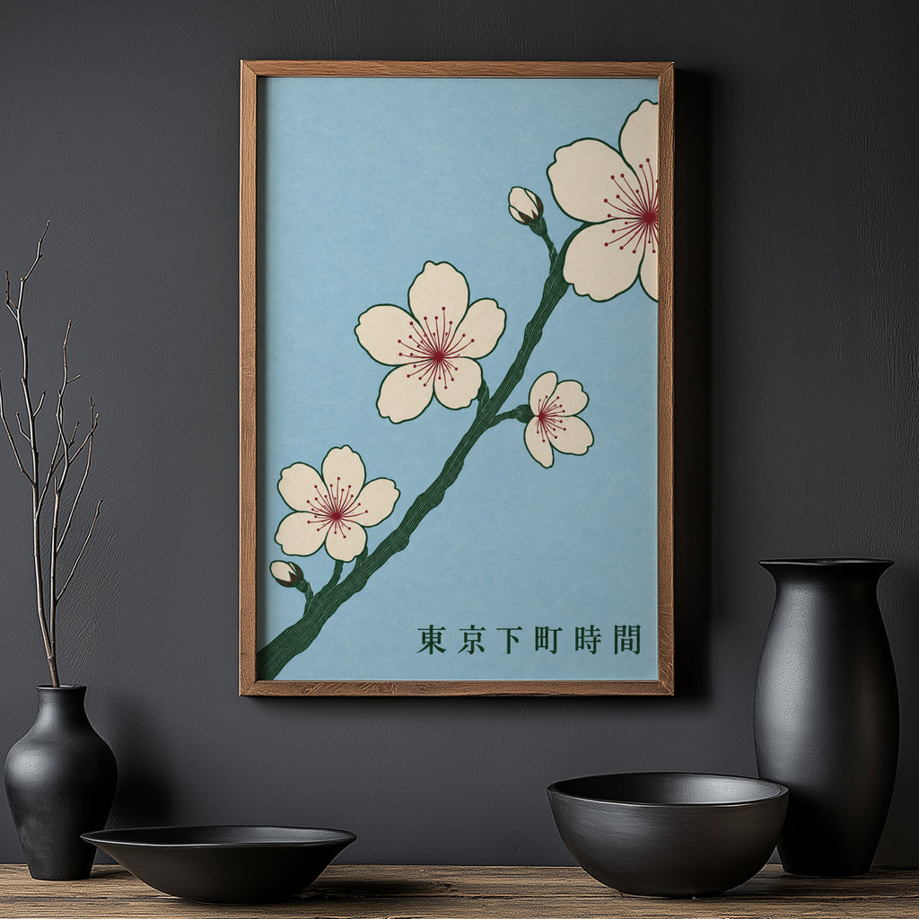 Vintage Cherry Blossom Print, Japanese Sakura Poster