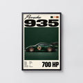 Vintage Porsche 935 Print, Racing Green Car Art