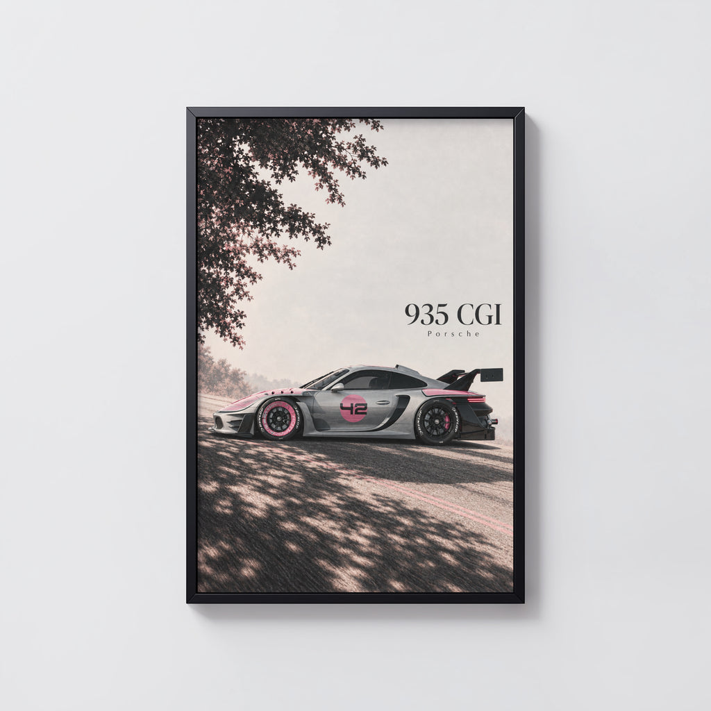 Vintage Porsche 935 CGI Print, Racing Car Art