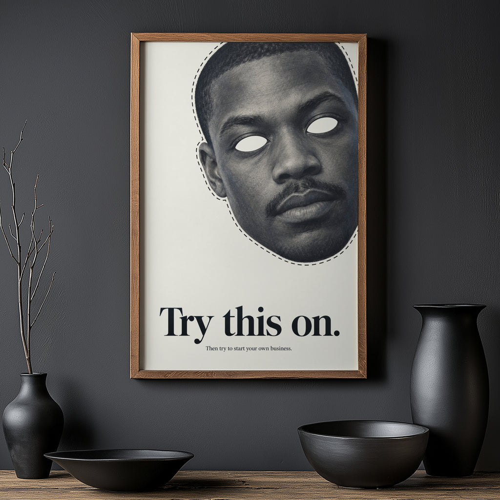 Vintage Mask Cutout Poster, Typography Wall Art Print
