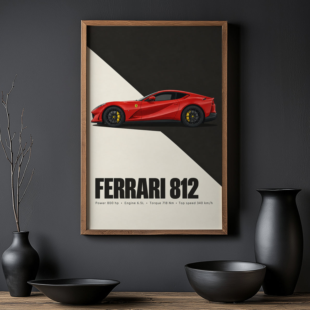 Vintage Ferrari 812 Car Print, Supercar Wall Art