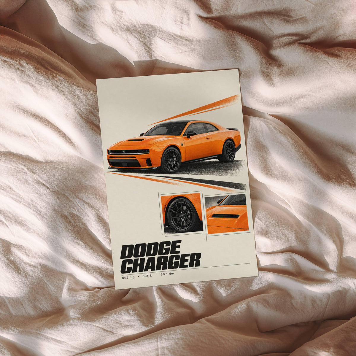 Vintage Dodge Charger Print, Muscle Car Wall Art