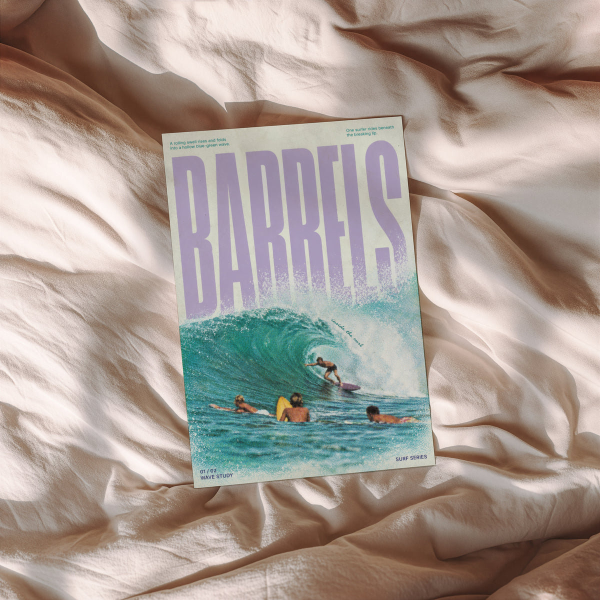 Vintage Barrels Surf Print, Surfing Poster, Wave Art