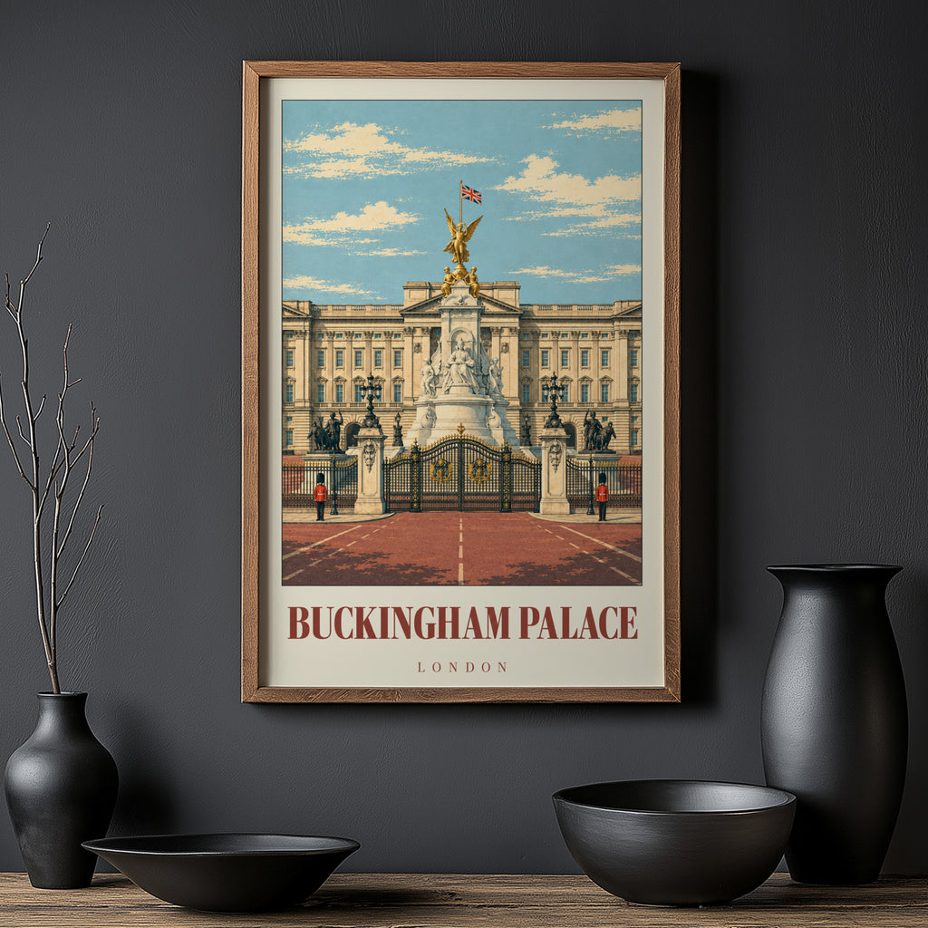 Vintage Buckingham Palace Poster, London Wall Art Print