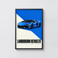 Vintage Lamborghini Revuelto Print, Supercar Art