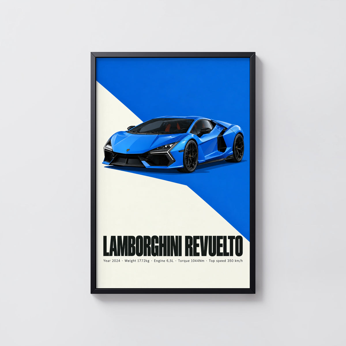 Vintage Lamborghini Revuelto Print, Supercar Art