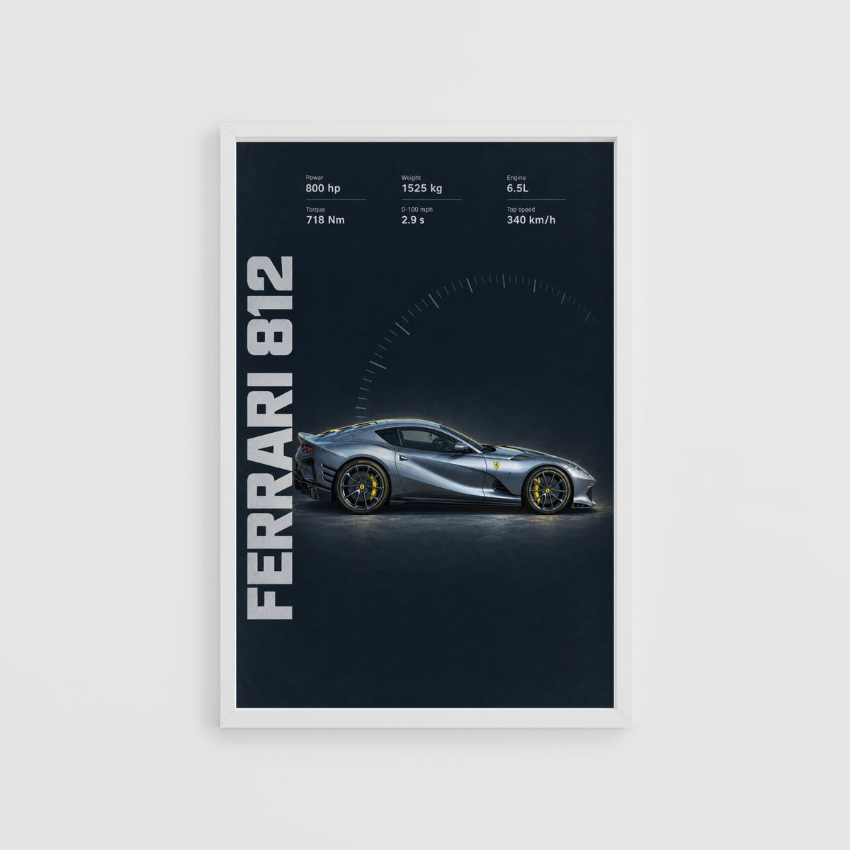 Vintage Ferrari 812 Print, Supercar Wall Art