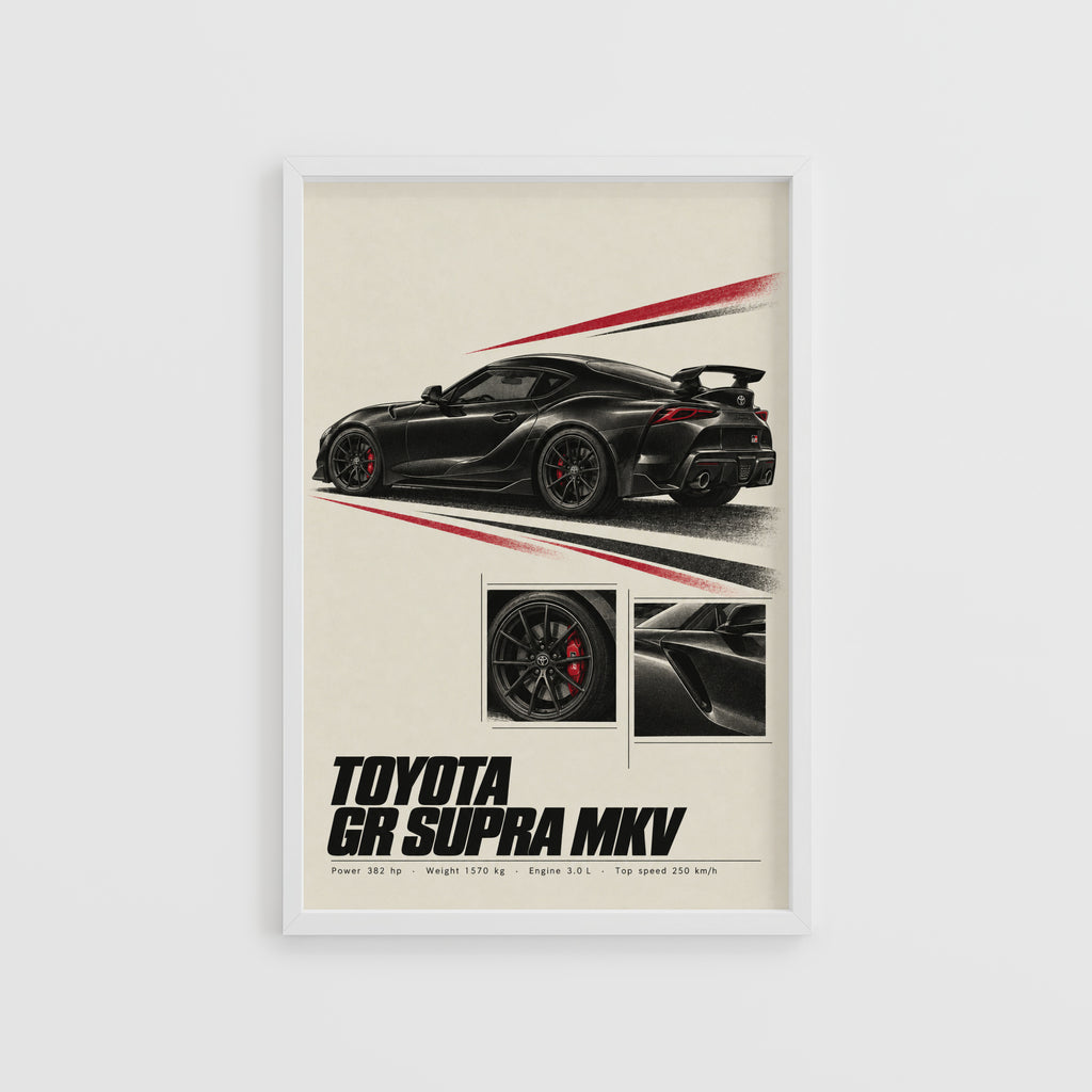Vintage Toyota Supra Print, Car Wall Art