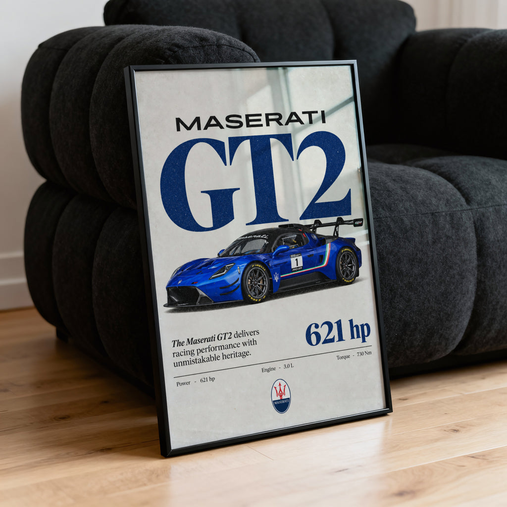 Vintage Maserati GT2 Print, Race Car Wall Art