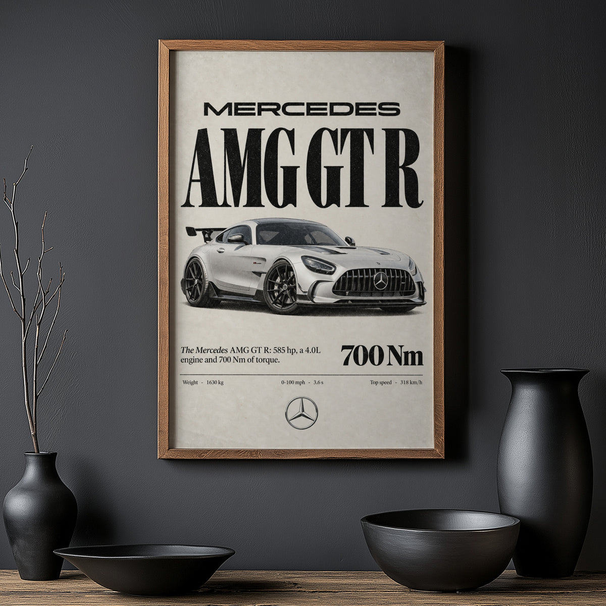Vintage Mercedes AMG GT R Print, Car Poster, Wall Art