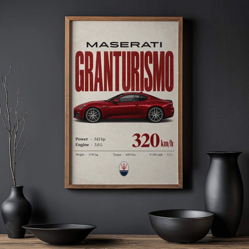 Vintage Maserati GranTurismo Print, Car Wall Art
