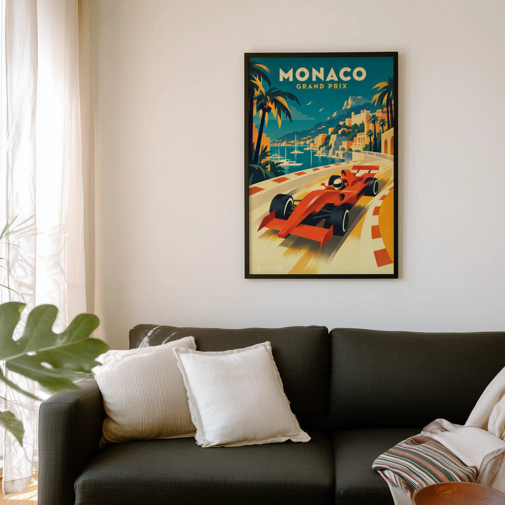 Vintage Monaco Grand Prix Poster, Racing Wall Art, Print