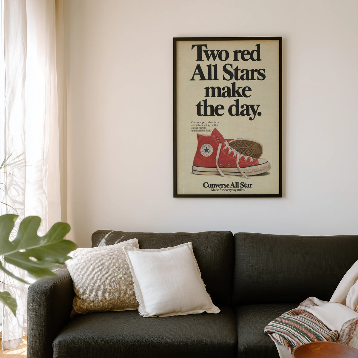 Vintage Red Sneaker Poster, Retro Advert Wall Art, Print