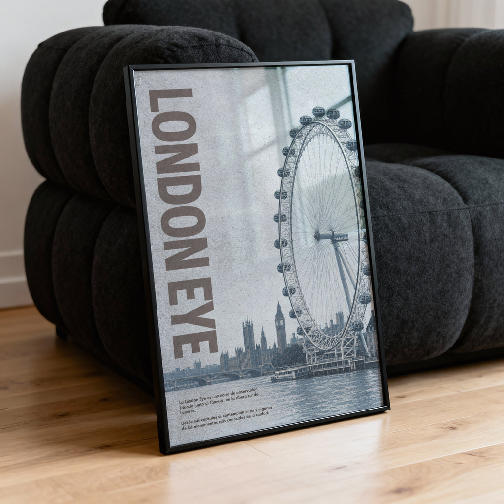 Vintage London Eye Poster, Thames Wall Art, England Print