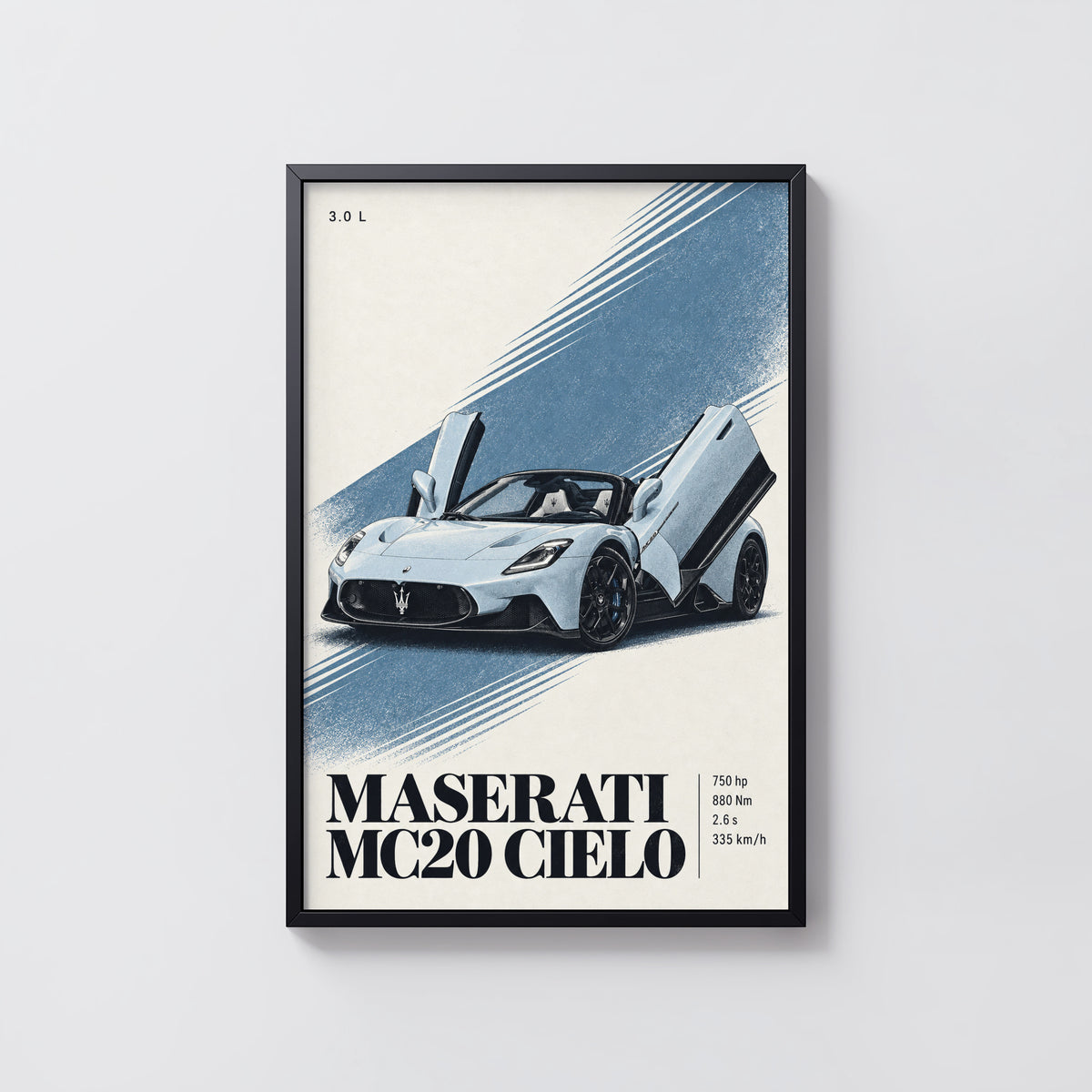 Vintage Maserati MC20 Cielo Car Print, Wall Art