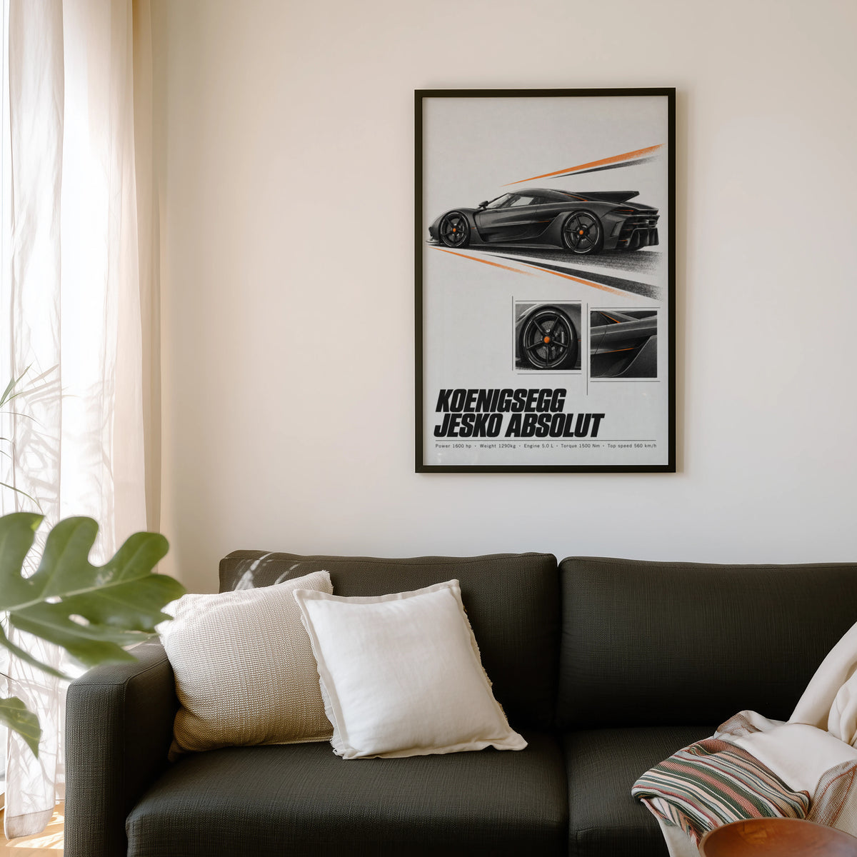 Vintage Koenigsegg Jesko Absolut Print, Hypercar
