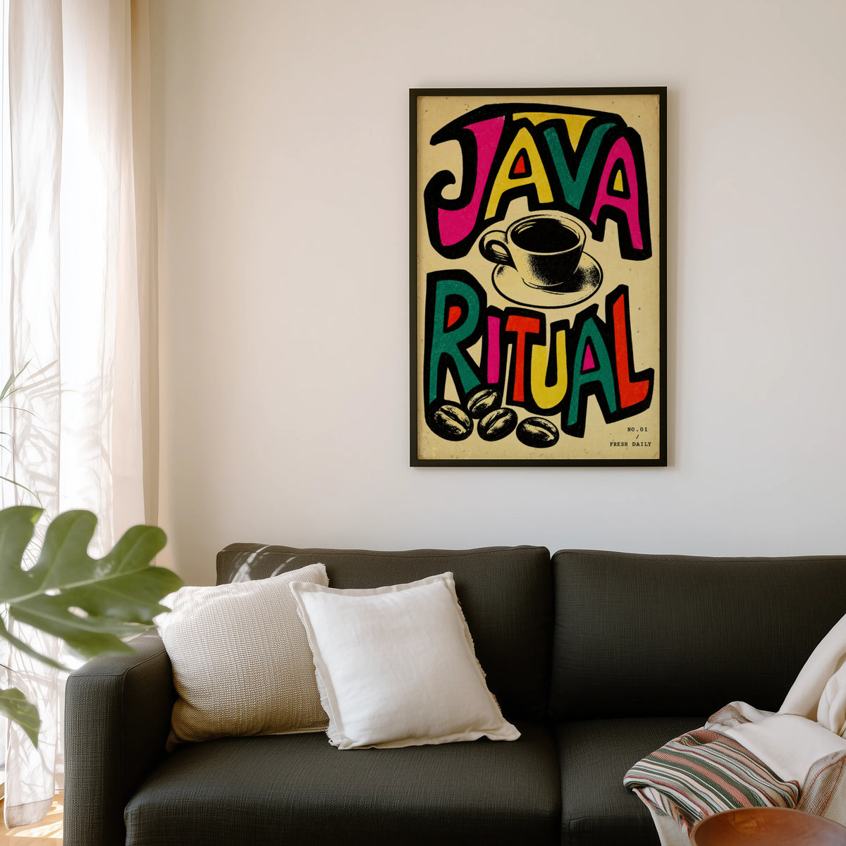 Vintage Java Ritual Coffee Print and Poster, Kitchen Art
