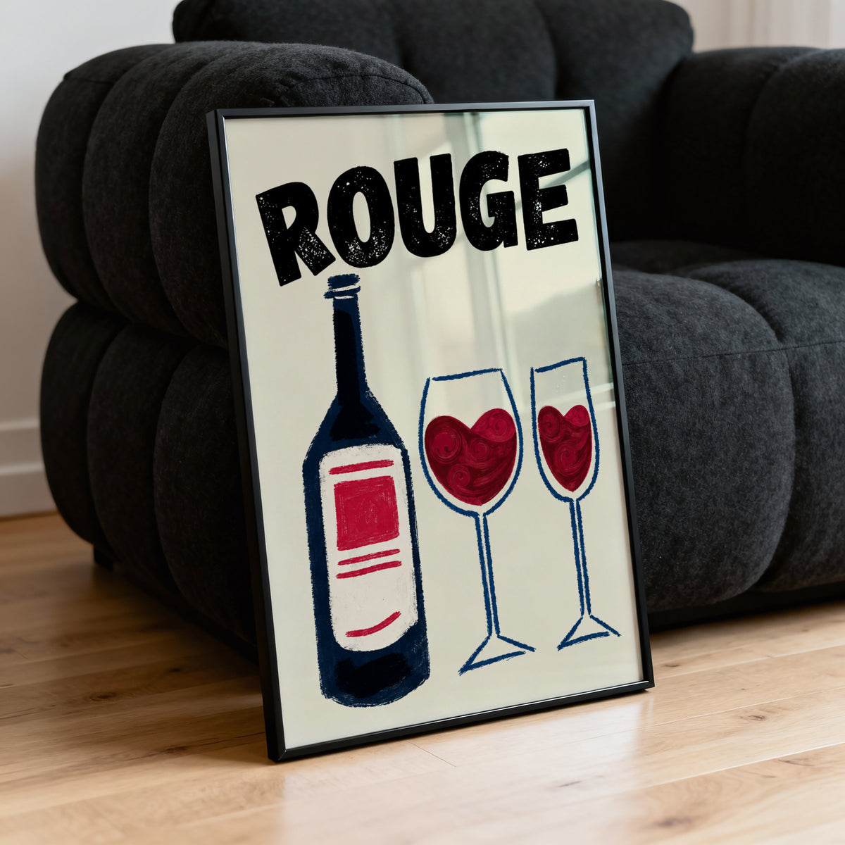 Vintage Rouge Red Wine Print Poster, Kitchen Wall Art