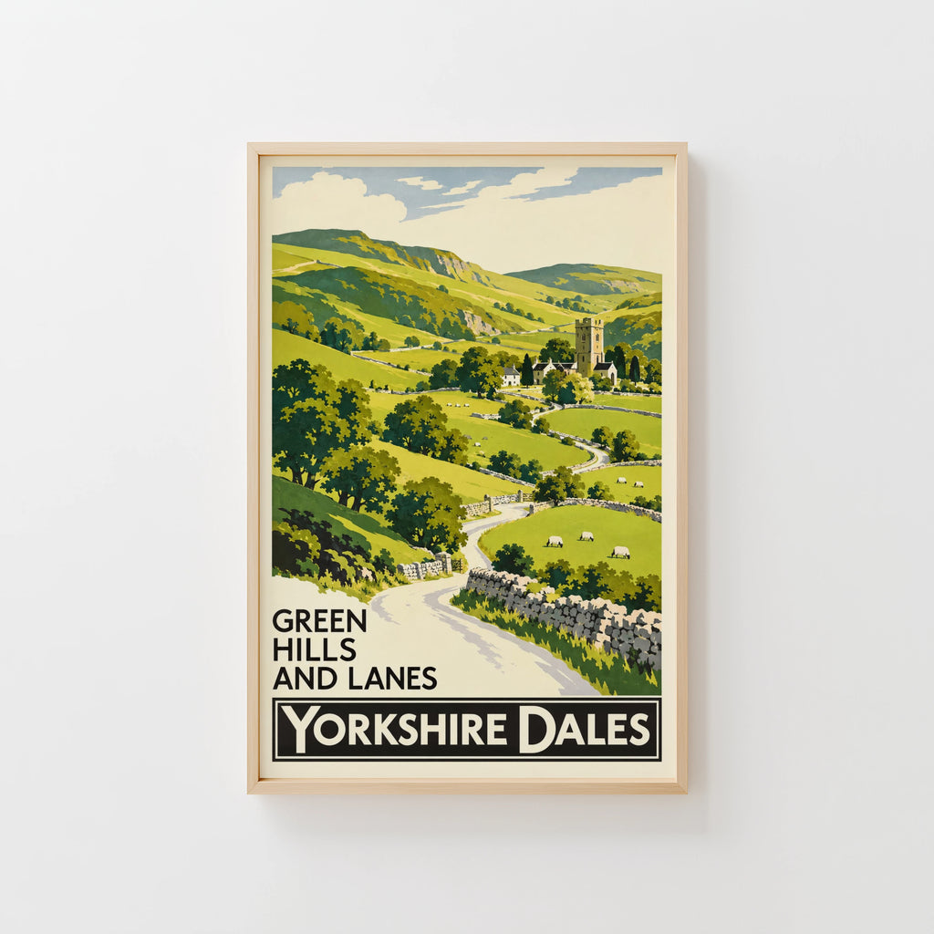 Vintage Yorkshire Dales Poster, Countryside Wall Art Print