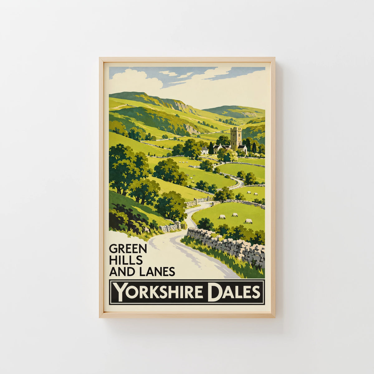 Vintage Yorkshire Dales Poster, Countryside Wall Art Print