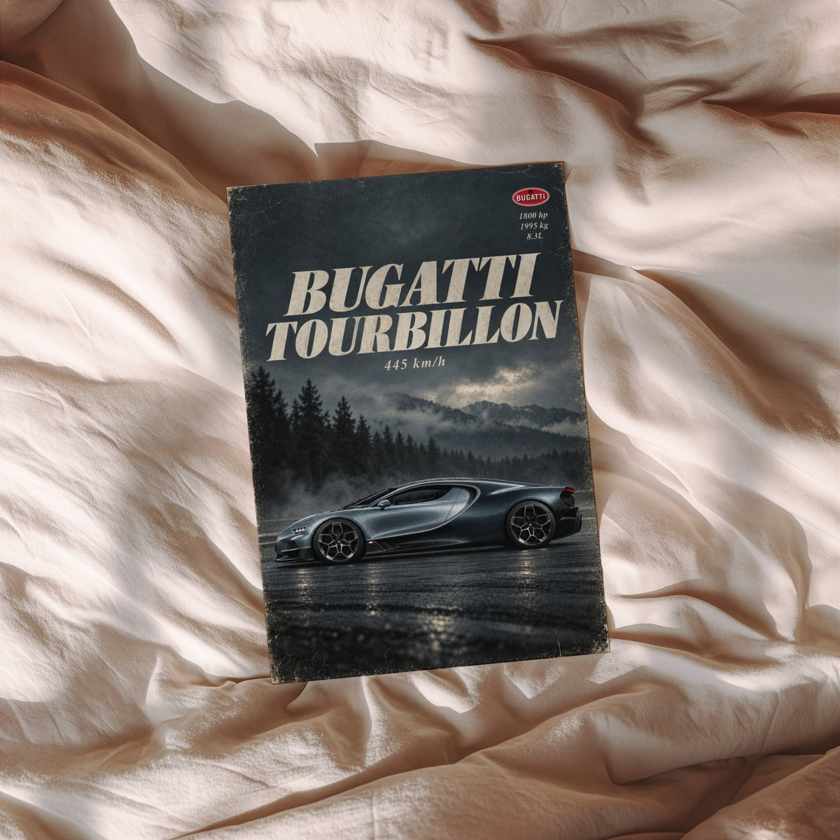 Vintage Bugatti Tourbillon Print, Supercar Wall Art