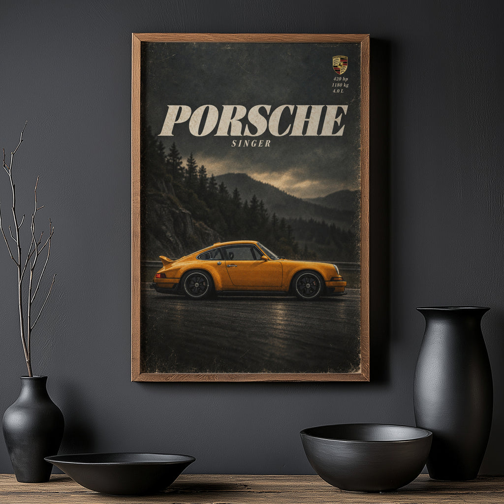 Vintage Porsche Singer Print, Car Poster, Wall Art