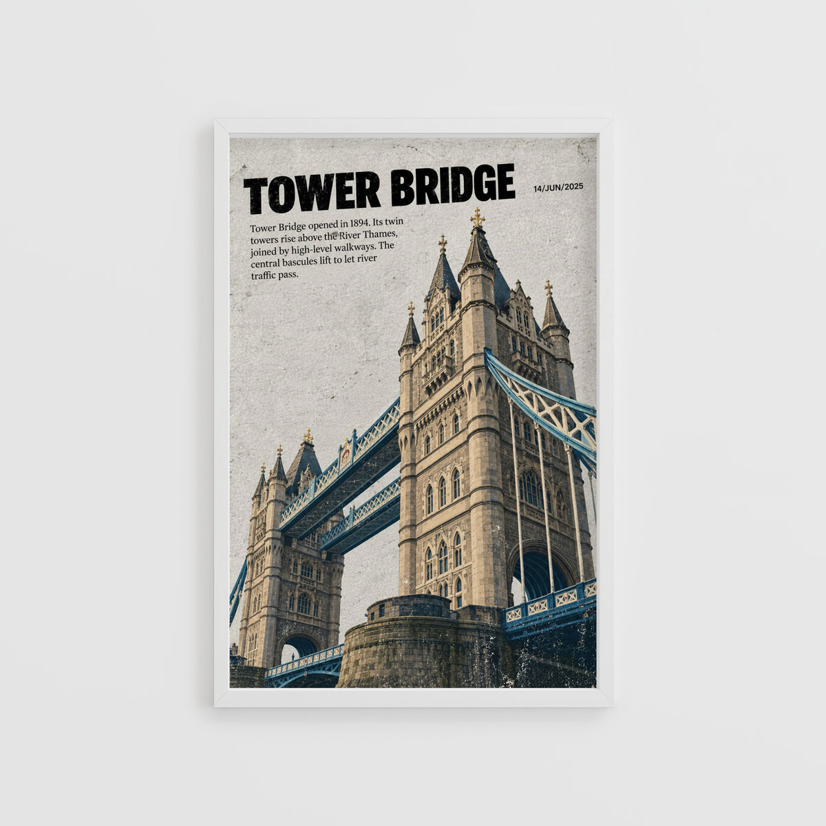 Vintage Tower Bridge London Poster, England Wall Art Print