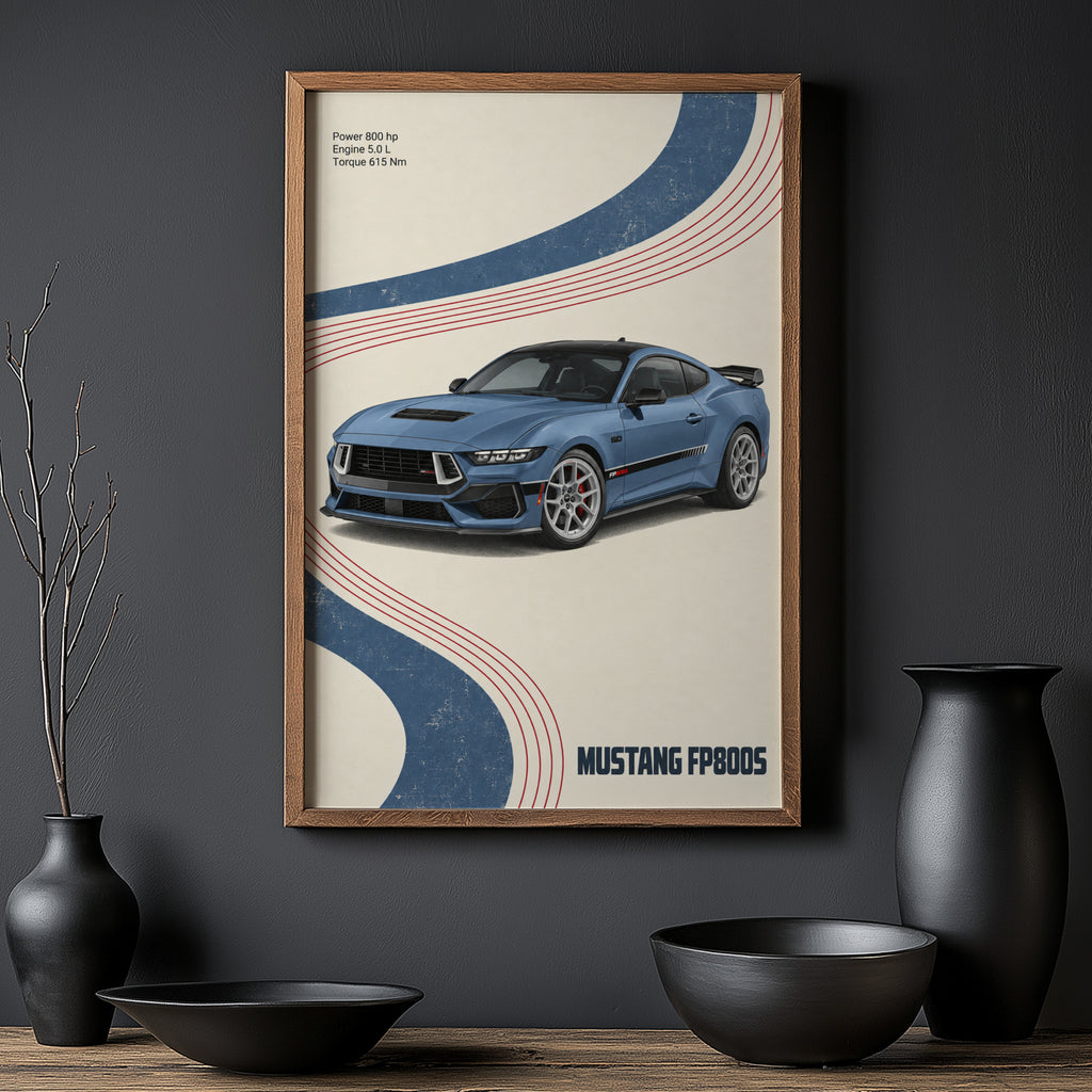 Vintage Mustang FP800S Print, Car Wall Art