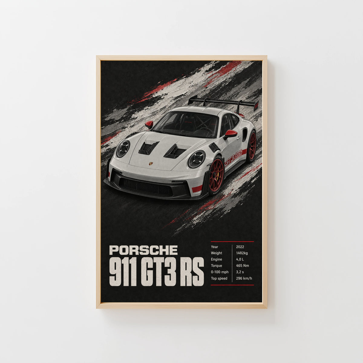 Vintage Porsche 911 GT3 RS Print, Car Poster, Wall Art