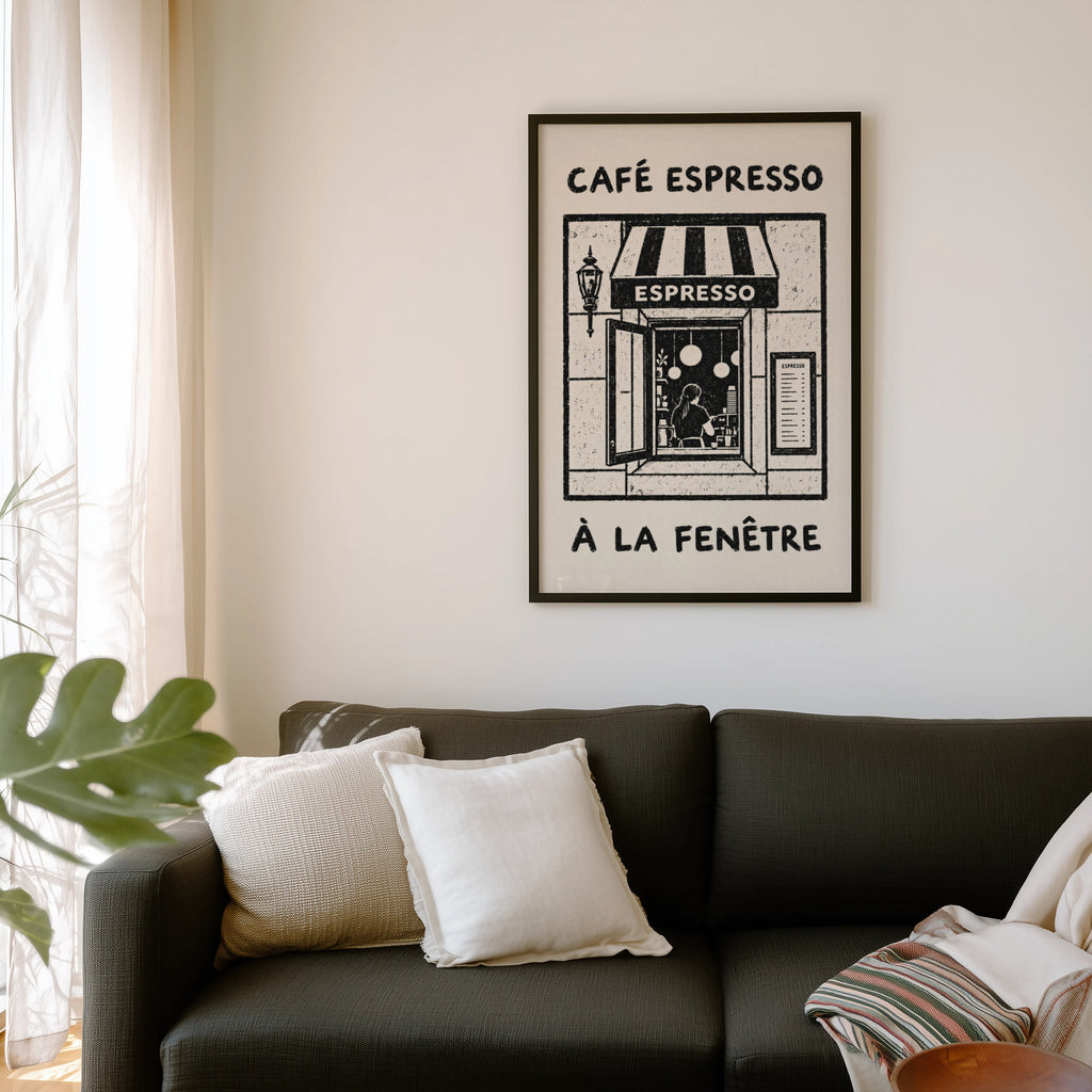 Vintage Cafe Espresso Print and Poster, French Wall Art