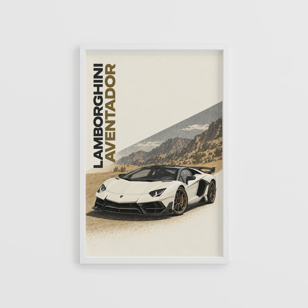 Vintage Lamborghini Aventador Print, Supercar