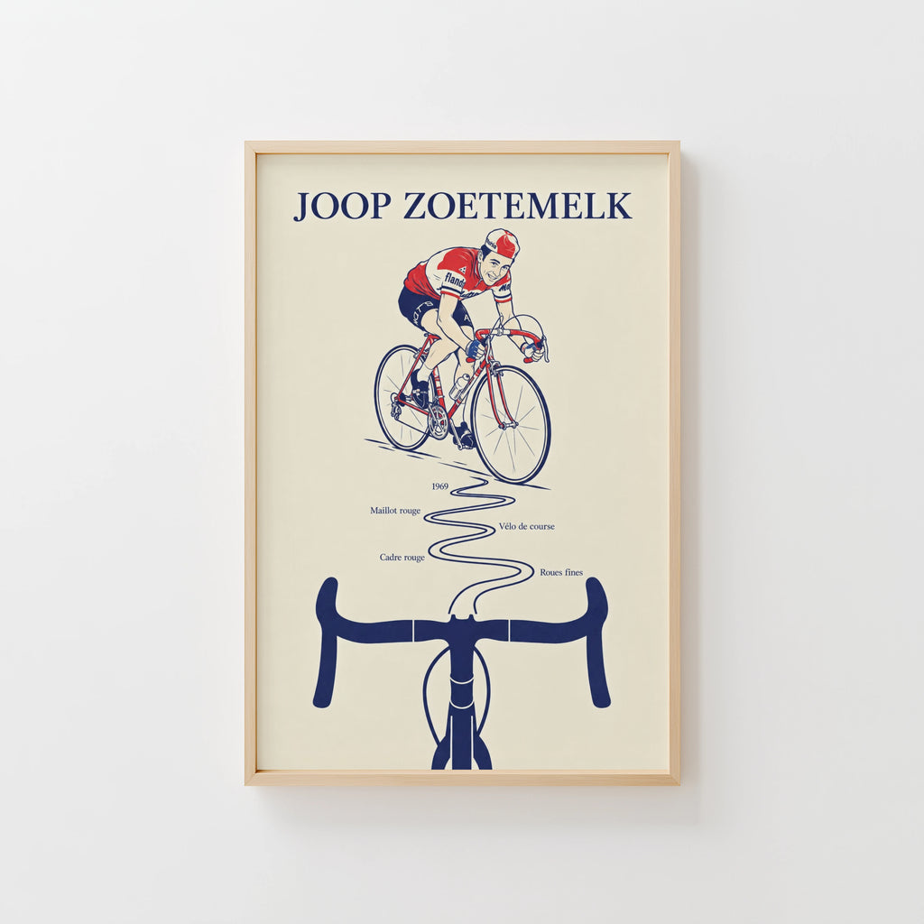 Vintage Joop Zoetemelk Cycling Poster, Retro Wall Art Print