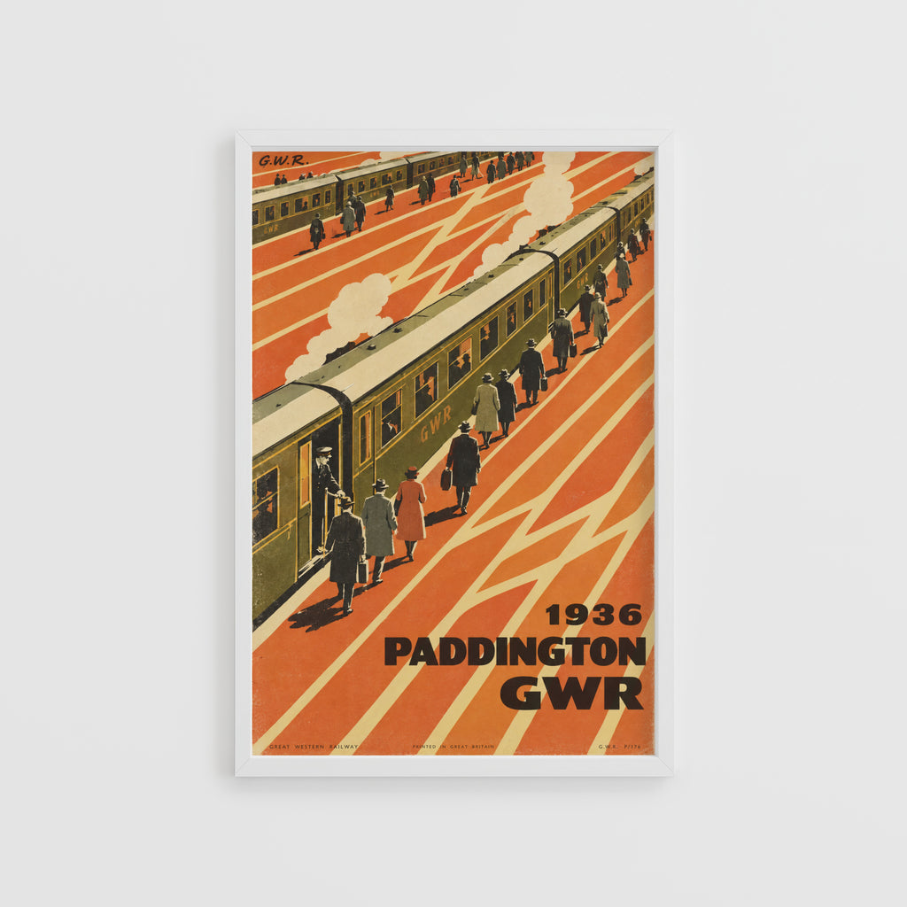Vintage Paddington Station GWR Print Poster, Railway Art