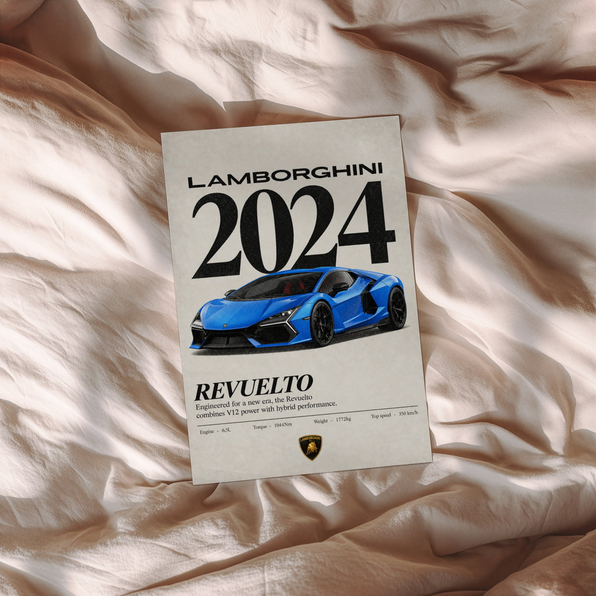 Vintage Lamborghini Revuelto Print, Car Wall Art