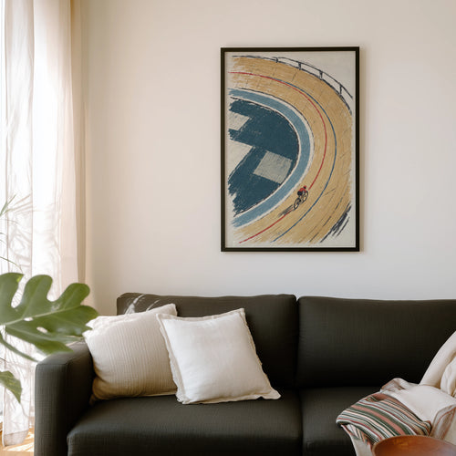 Vintage Velodrome Poster, Track Cycling Wall Art Print